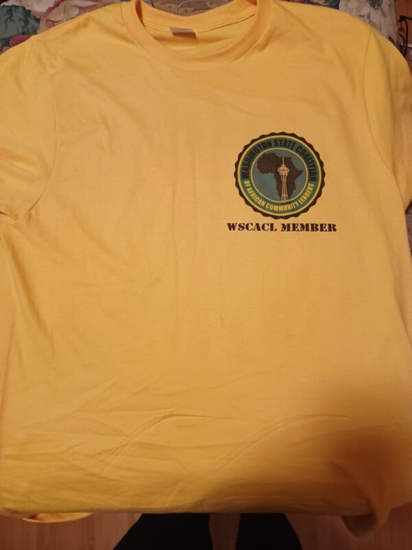 A yellow shirt with the words " waca member ".