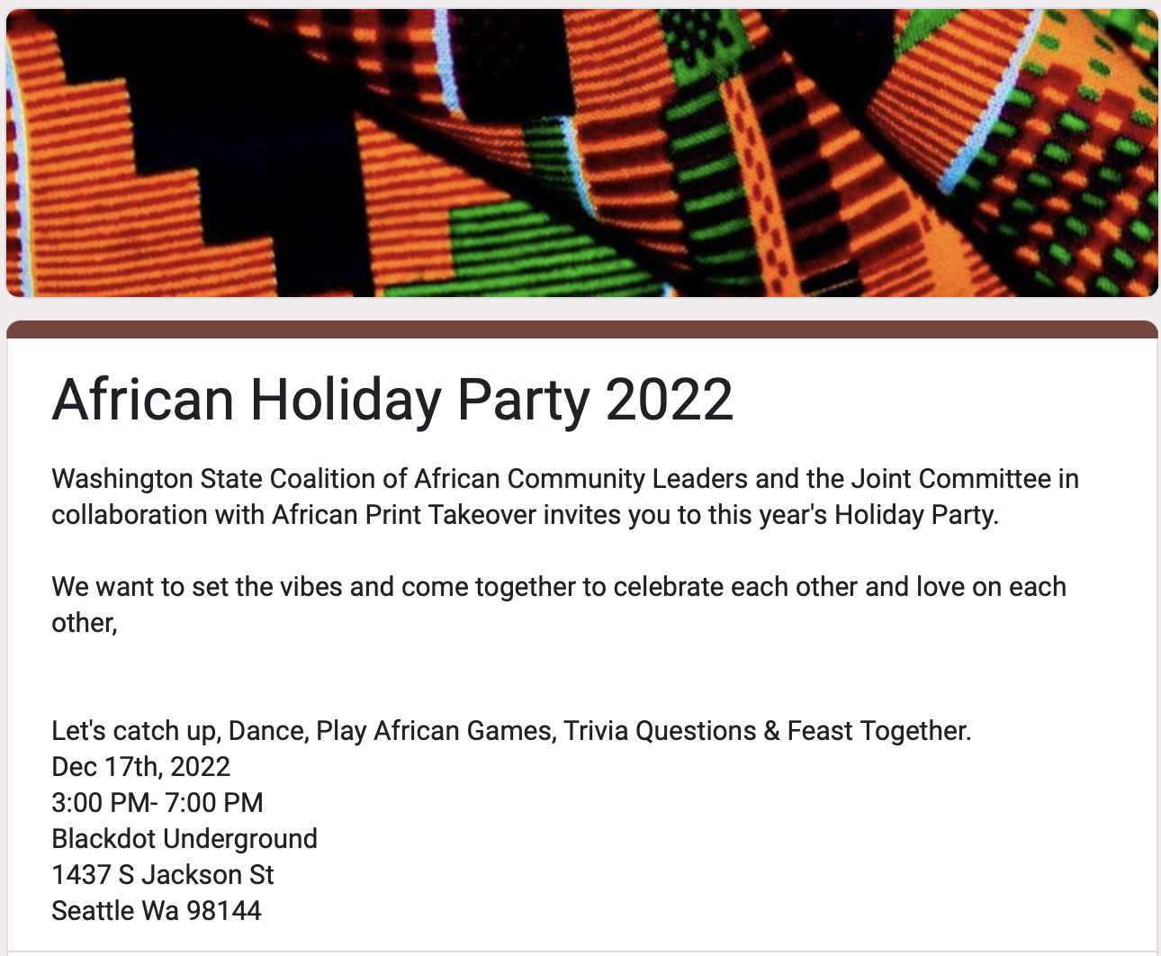 African Holiday Party 2022