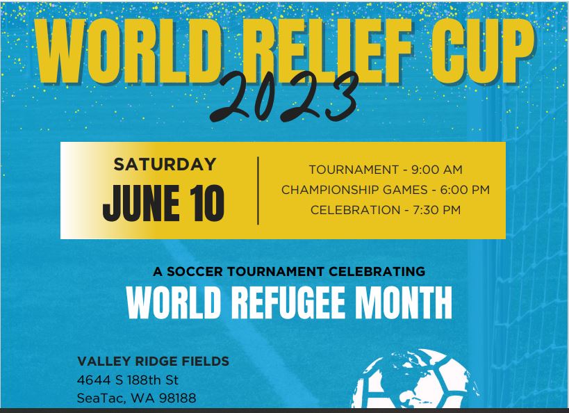 A poster for the world relief cup.