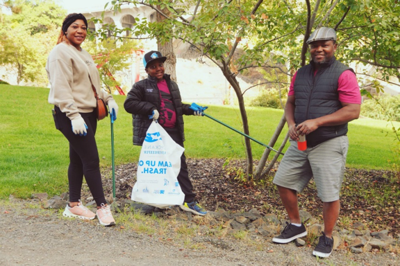 Volunteers lending a helping hand to clean up their environment.